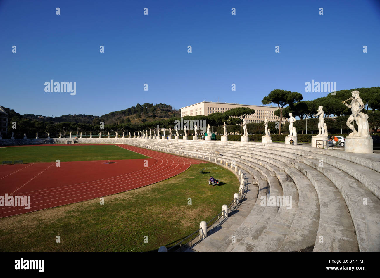 Italy, Rome, Foro Italico, Stadio dei Marmi, Marble Stadium Stock Photo