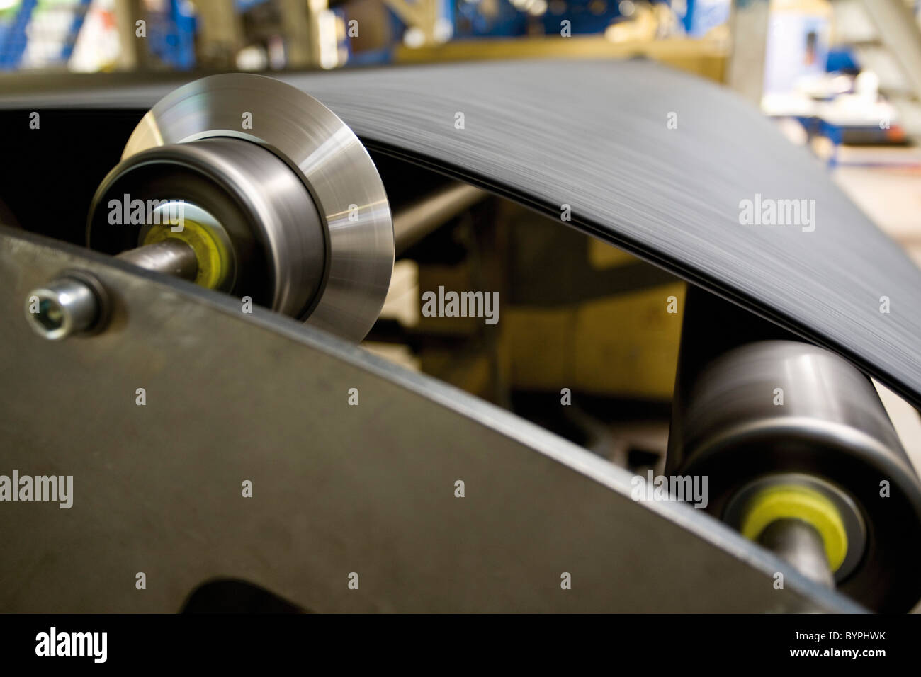 Carpet tile factory, backing process Stock Photo Alamy
