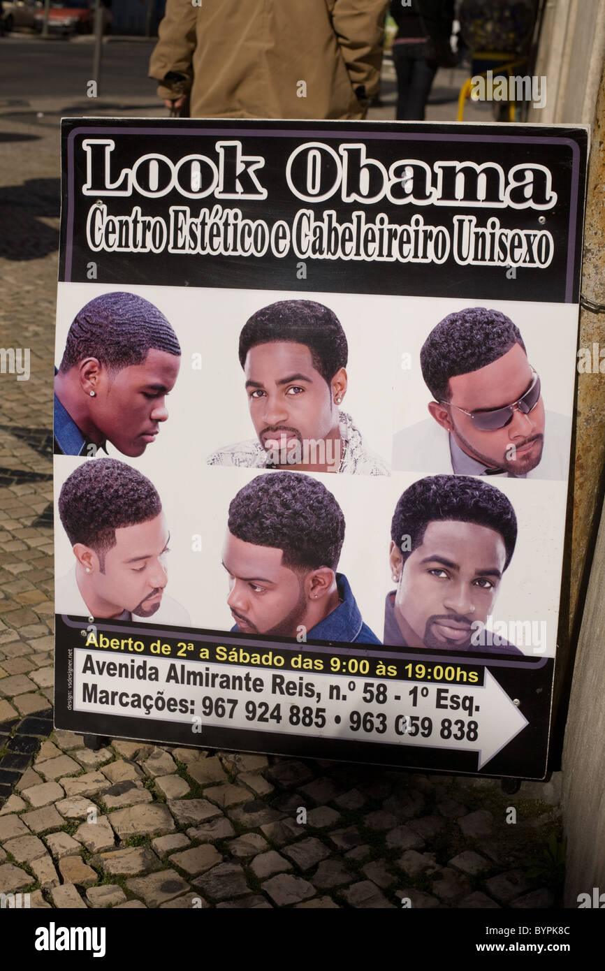 The Obama Look is popular with Africans in Lisbon, Portugal Stock Photo