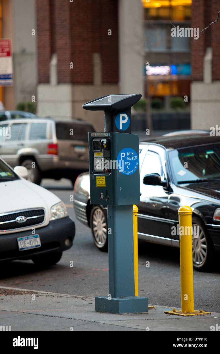 Parking permit meter on street in New York city 2010 Stock Photo Alamy