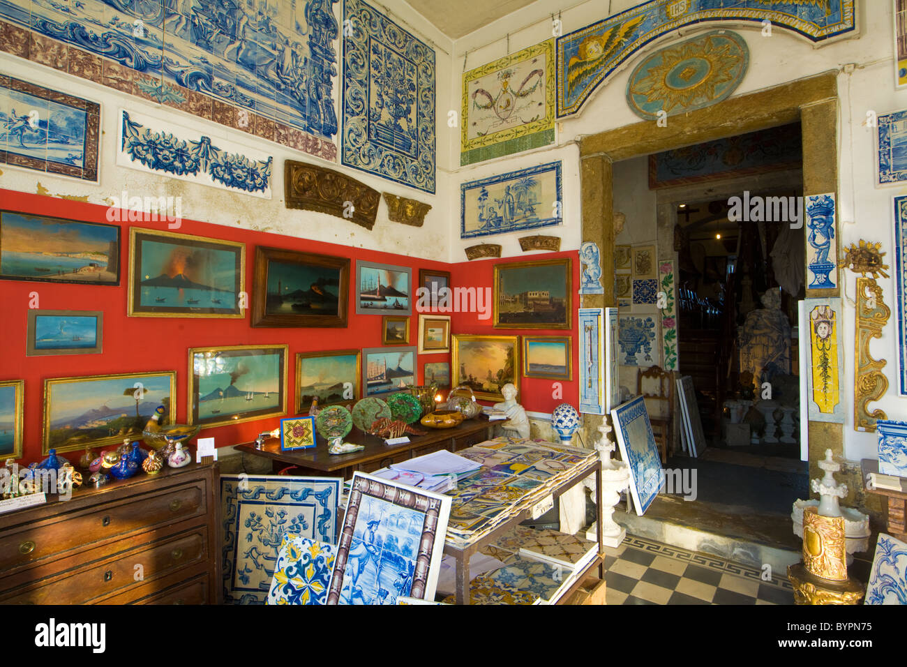 Interior of Solar, world's largest dealer of antique tiles aka azulejos, Lisbon, Portugal Stock Photo