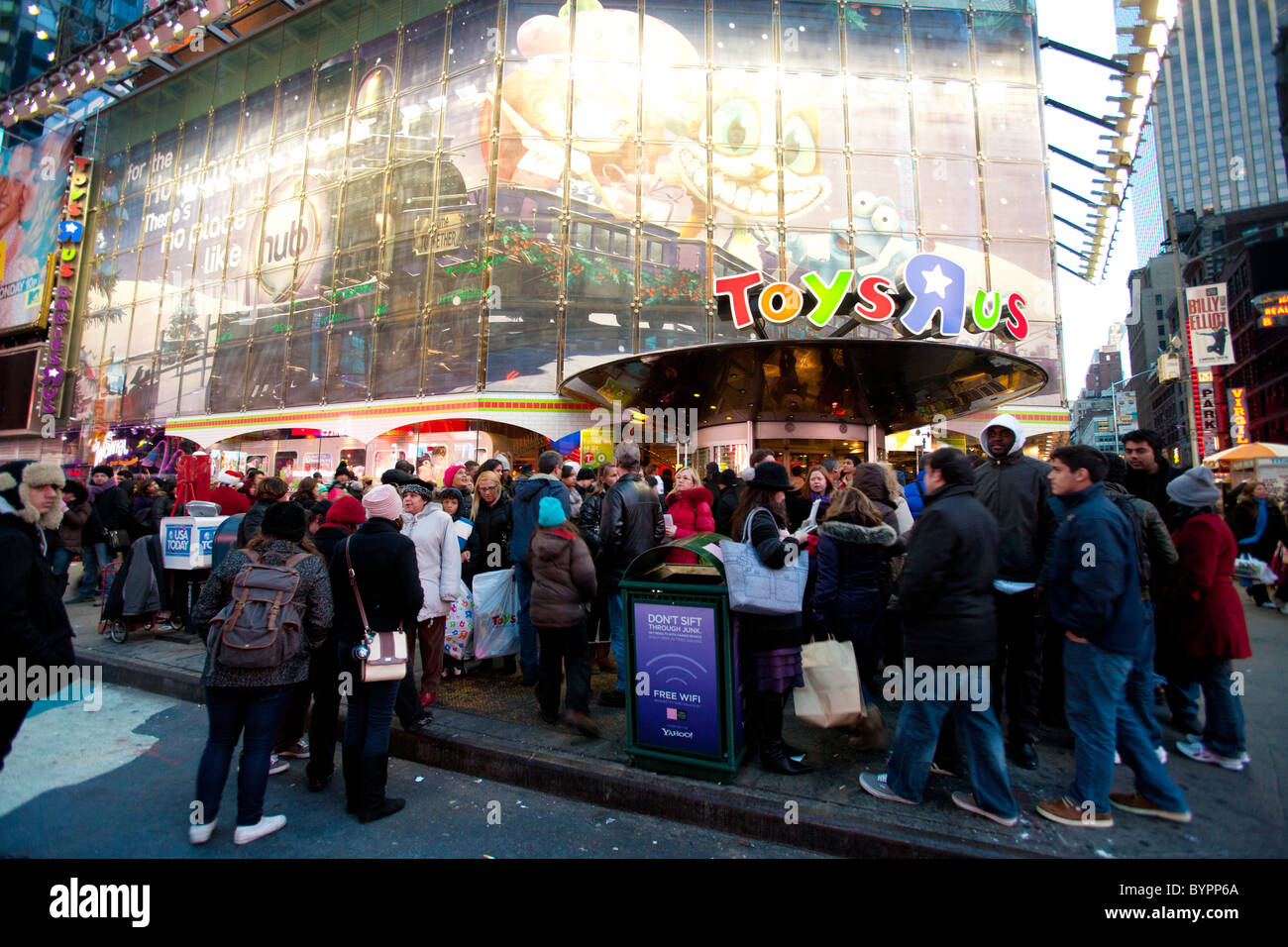 Huge crowd in front of Toys r us store at New York Times square for Christmas sales in December 2010 Stock Photo