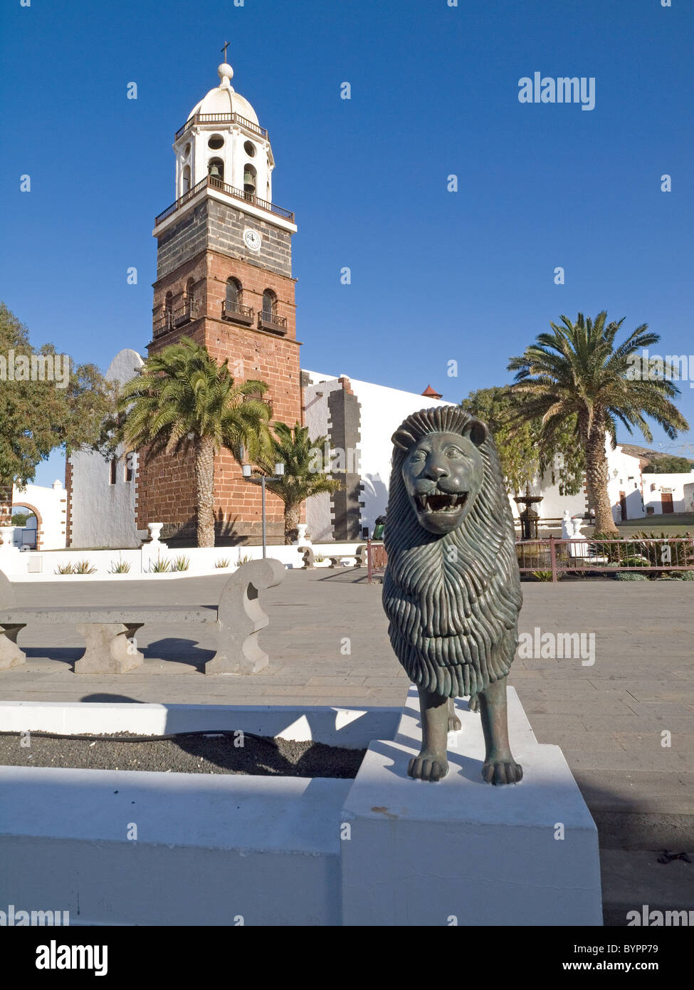 The 13th century Senora de Guadaloupe church in Constitution square Teguise Lanzarote Canary Islands Spain Stock Photo