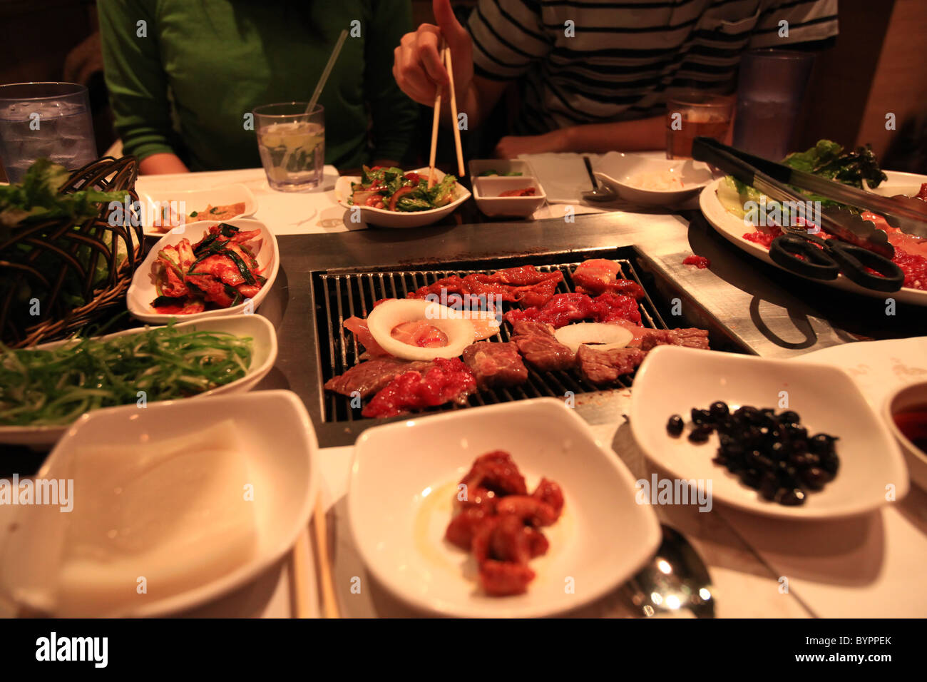BBQ meats in a Korean restaurant in New York city Stock Photo Alamy