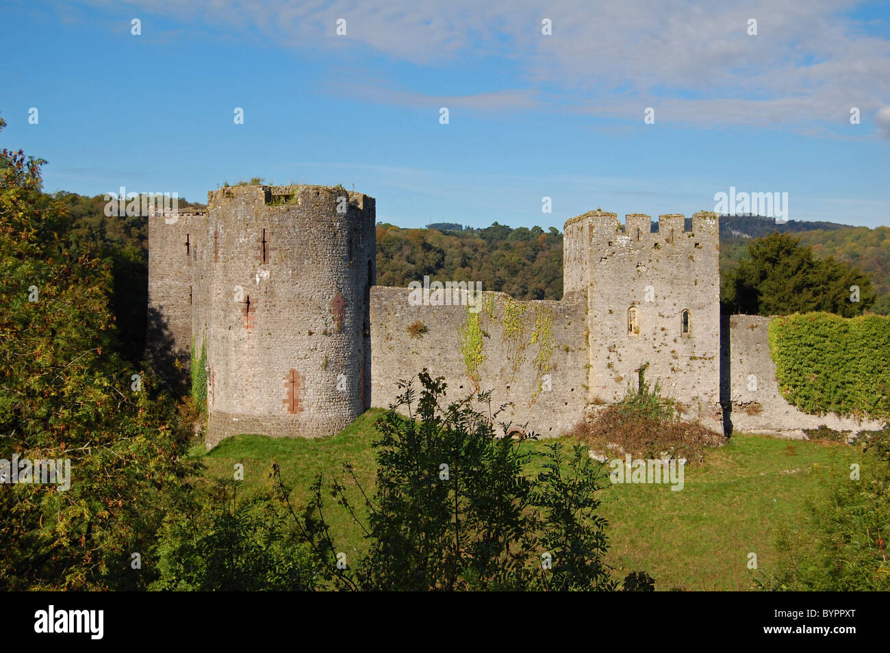 norman castle at chepstow in wales Stock Photo