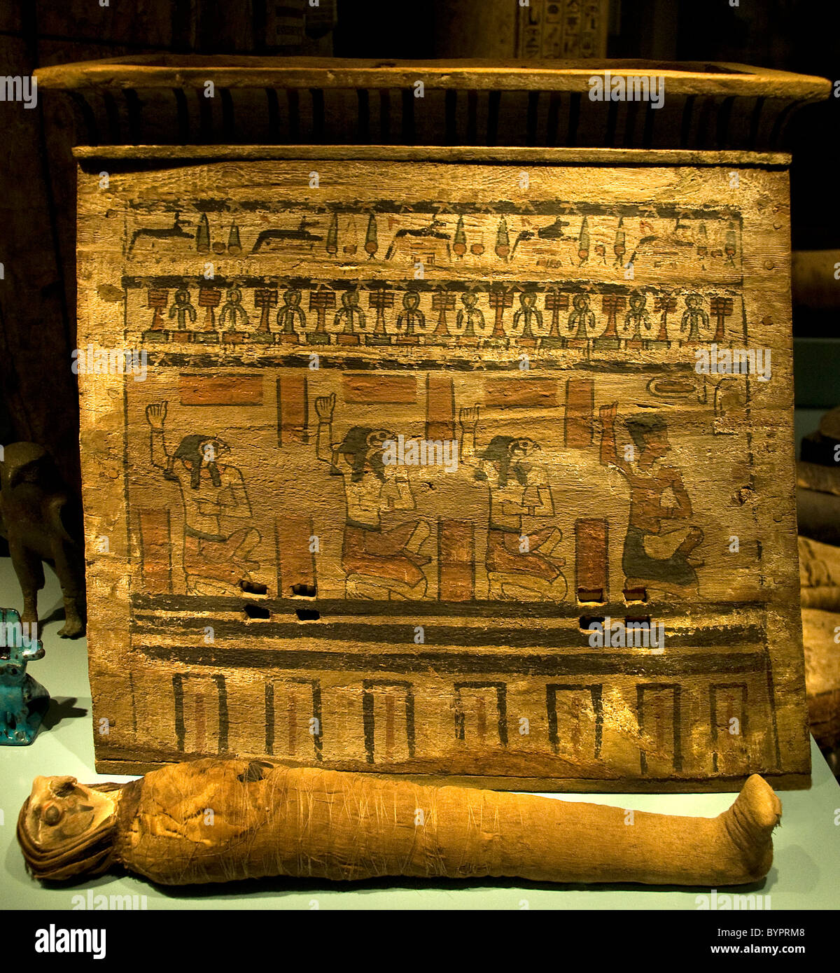 Stela for egypt sacred falcon 300 BC right sun god Re Harakhty Stock Photo