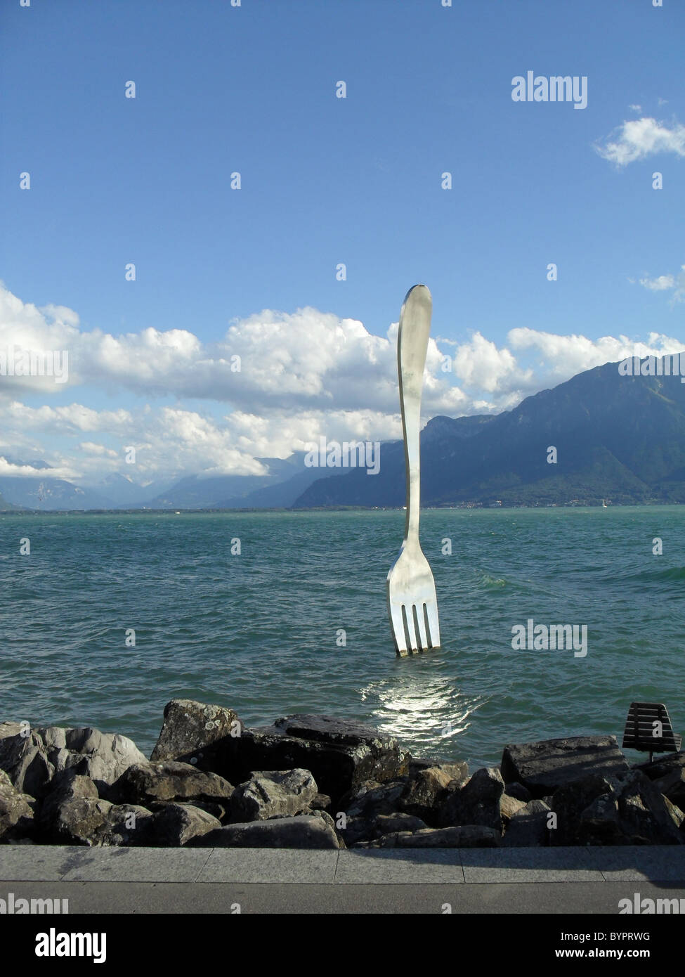 Fork in Lake Geneva Switzerland Stock Photo Alamy
