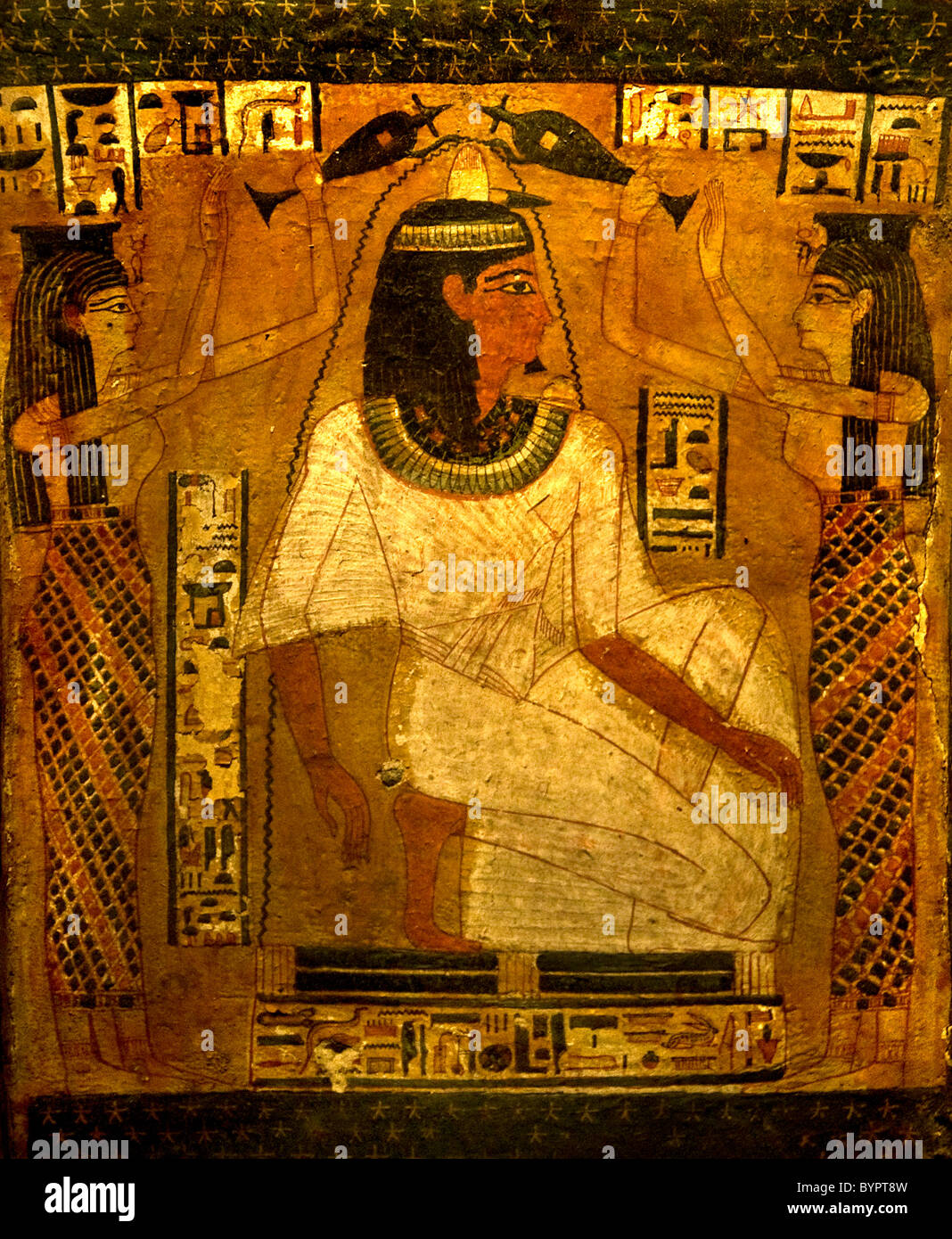 Museum Egypt Antiquity Sarcophagus Coffin Pharaoh Djedmontefankh  925 AD Stock Photo