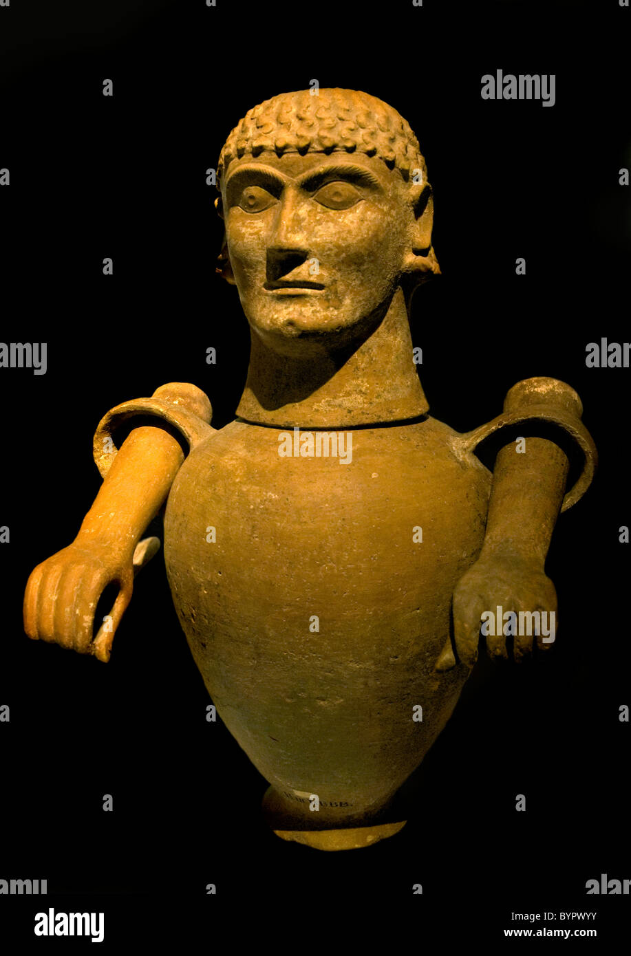 Urn Enthroned beneath the Earth canonic jar urn Sarteano Chuisi Etruria