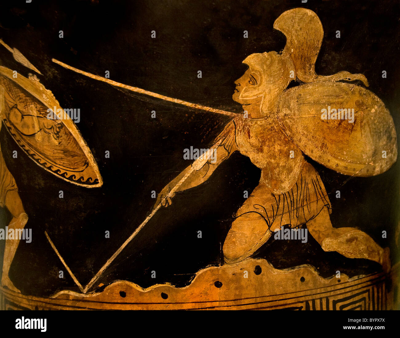 Troy Trojan War  fighting Achilles and Memnon 300 BC Greek pottery Turkish Greece Turkey Stock Photo