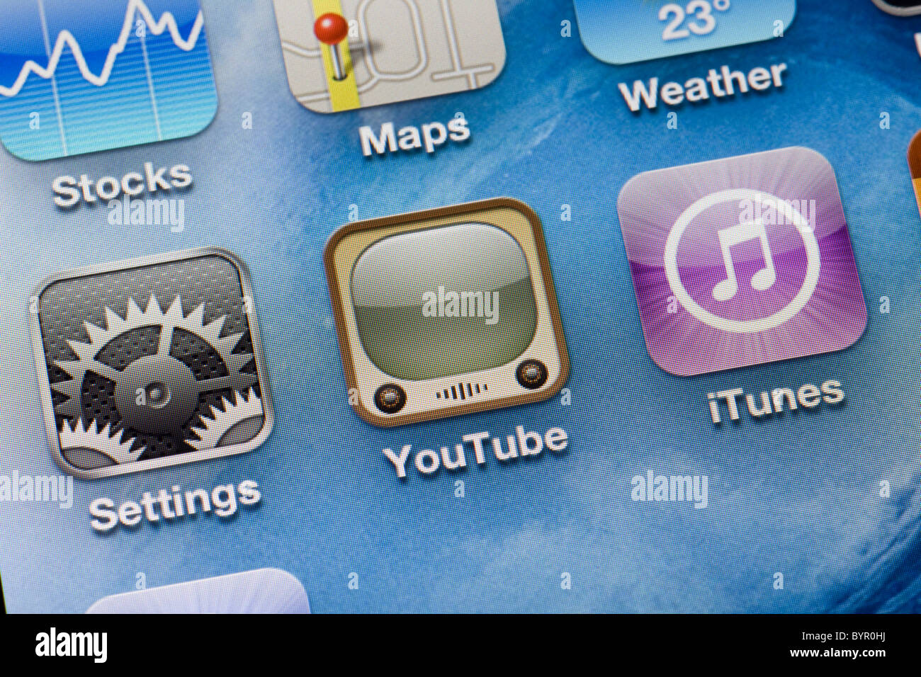 Apple Iphone 4 Close Up Youtube Icon Icons Stock Photo Alamy