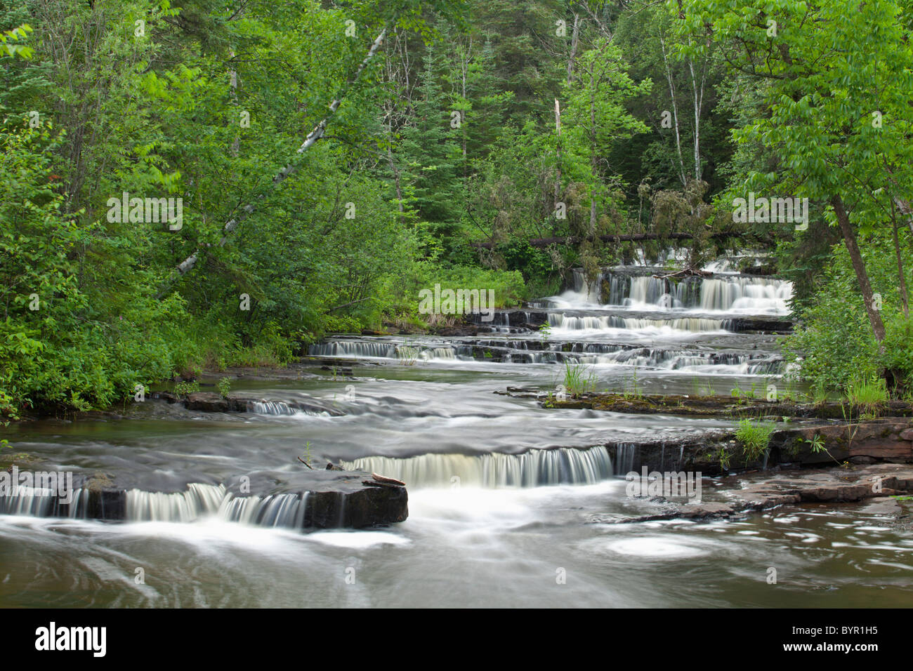 cascading falls along a creek; thunder bay, ontario, canada Stock Photo
