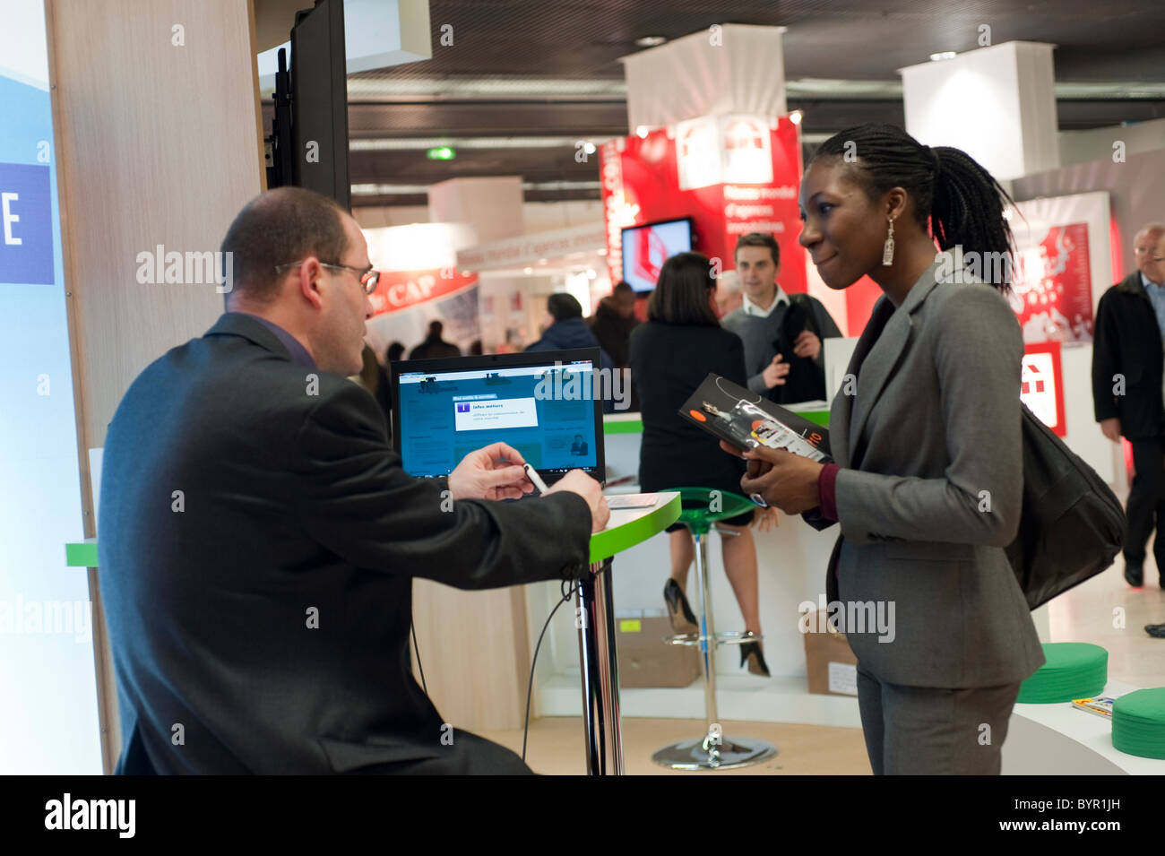 Paris, France, Business Trade Show, French Man and Woman Meeting