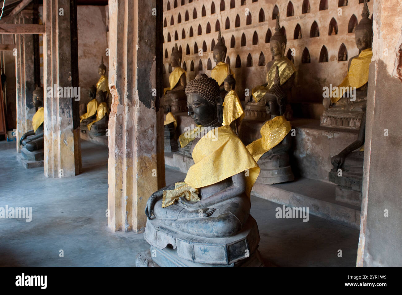 Buddha statues, Wat Sisaket, Vientiane, Laos Stock Photo