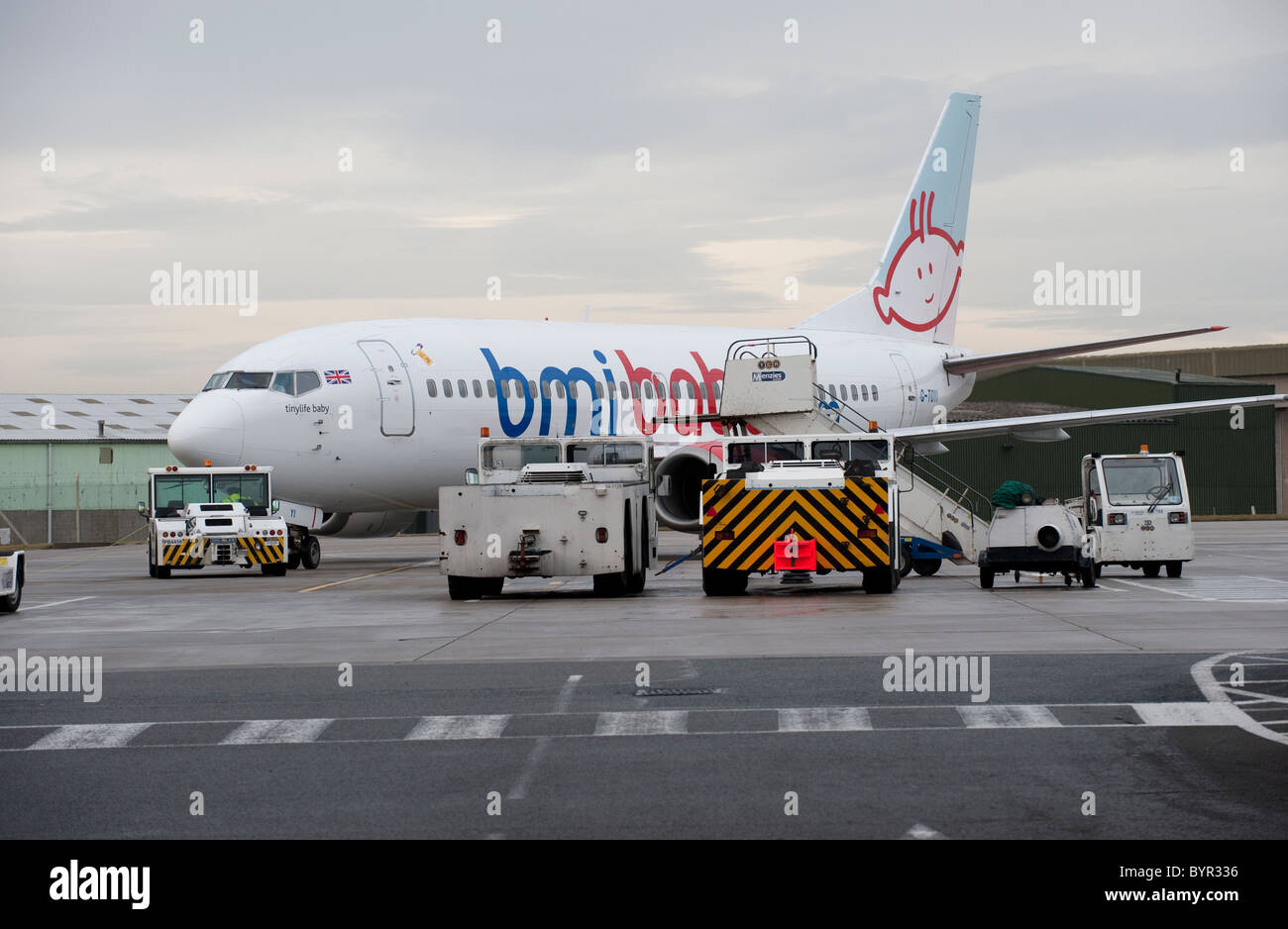 A Bmi Baby Boeing 737 Aircraft On The Apron At Nottingham East
