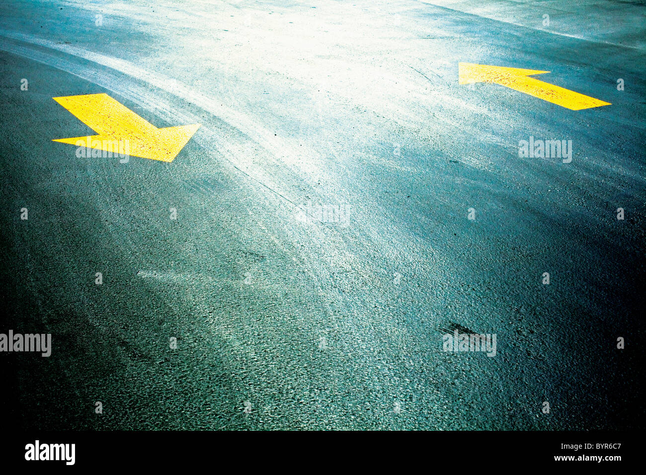 parking lot with directional arrows Stock Photo Alamy