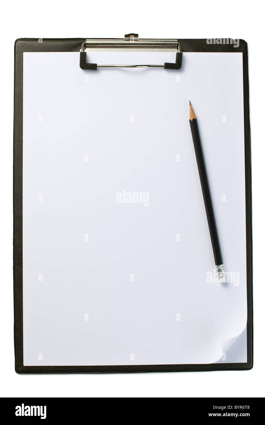 the clipboard with blank paper and pencil Stock Photo Alamy