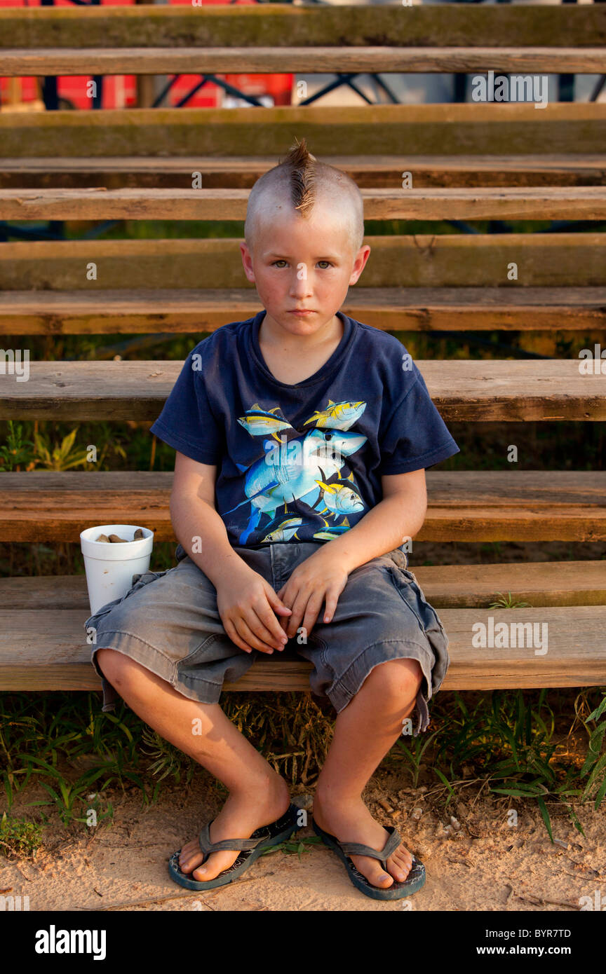 USA, Mississippi, Gulfport, Portrait of young boy with mohawk haircut