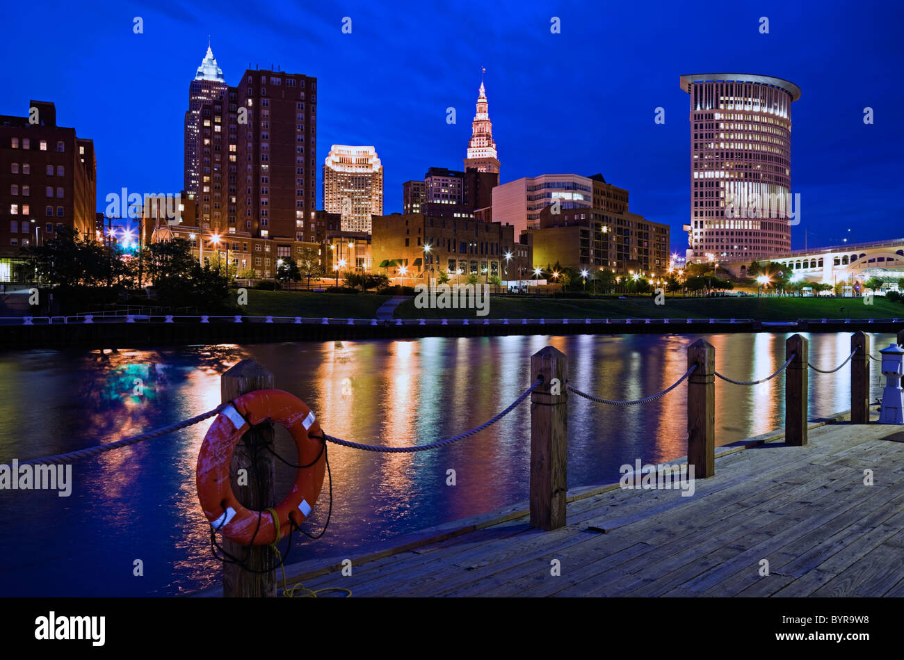 Skyline of Cleveland, Ohio, USA Stock 