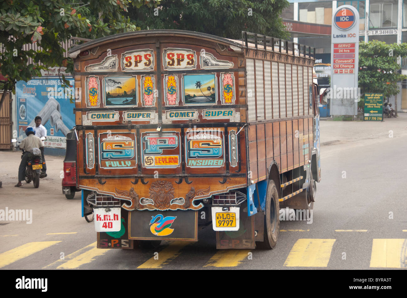 Sri Lanka. Typical views along Route A1 in the former capital of Colombo. Typical colorful truck