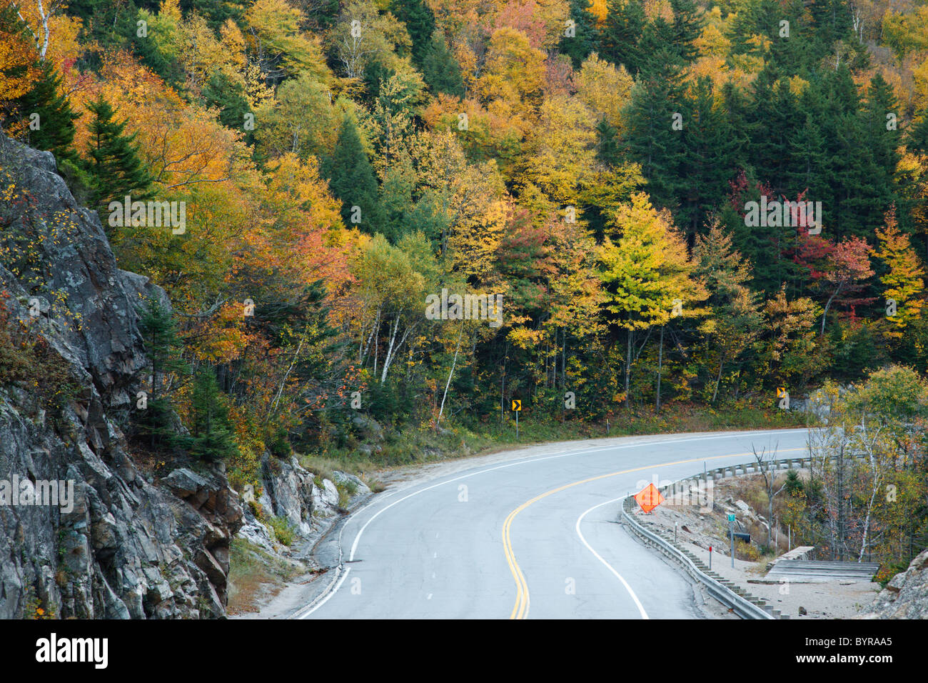 Crawford Notch State Park Route 302 during the autumn months in the