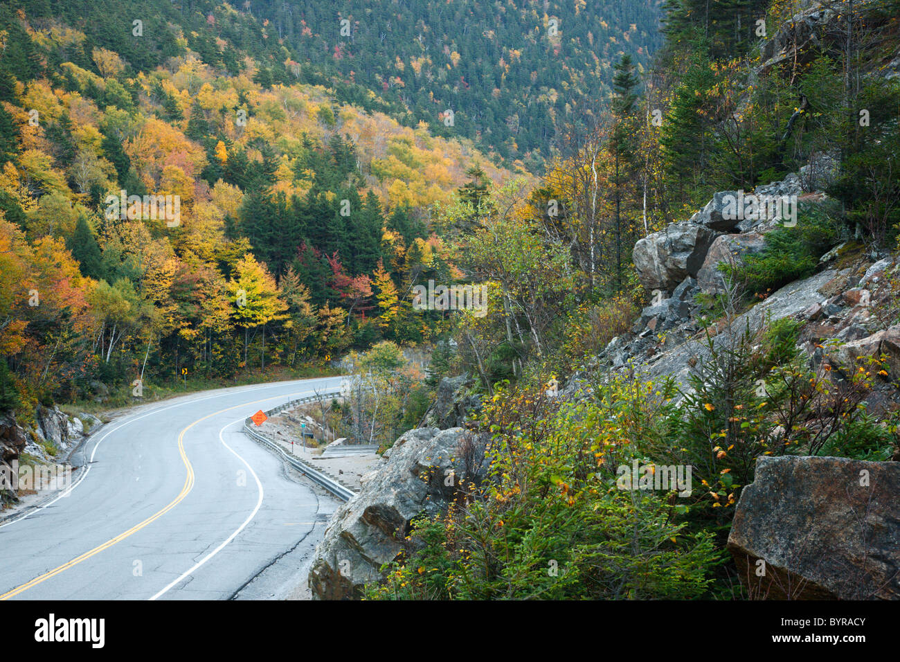Crawford Notch State Park - Route 302 during the autumn months in 
