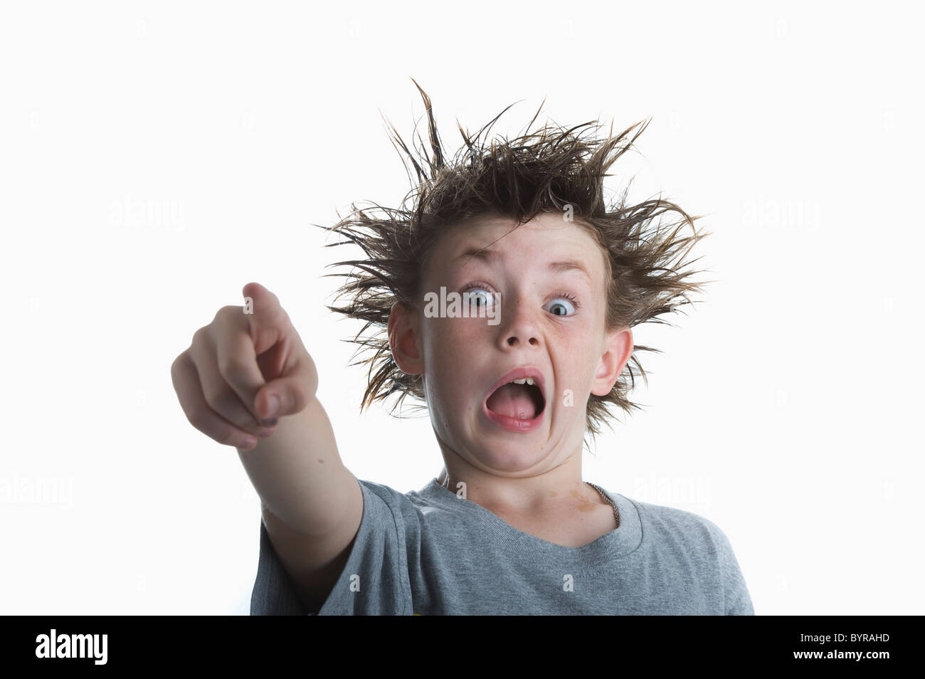 boy with crazy hair pointing his finger Stock Photo - Alamy boy with crazy hair pointing his finger Stock Photo - Alamy