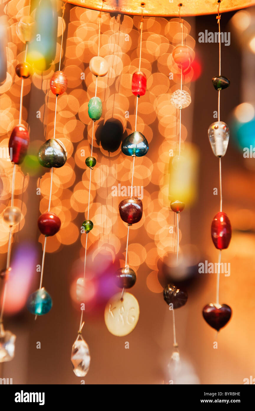 beads hanging for decoration in a souk restaurant; tarifa, cadiz, andalusia, spain Stock Photo