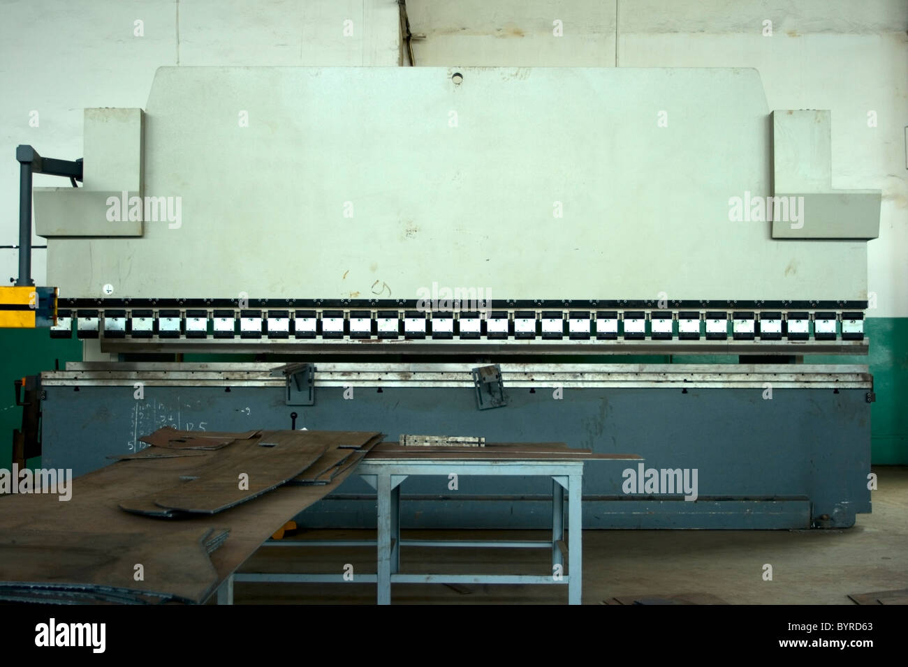 Machine for bend edges of the metal. maximum length of the stocking up 6 meters Stock Photo