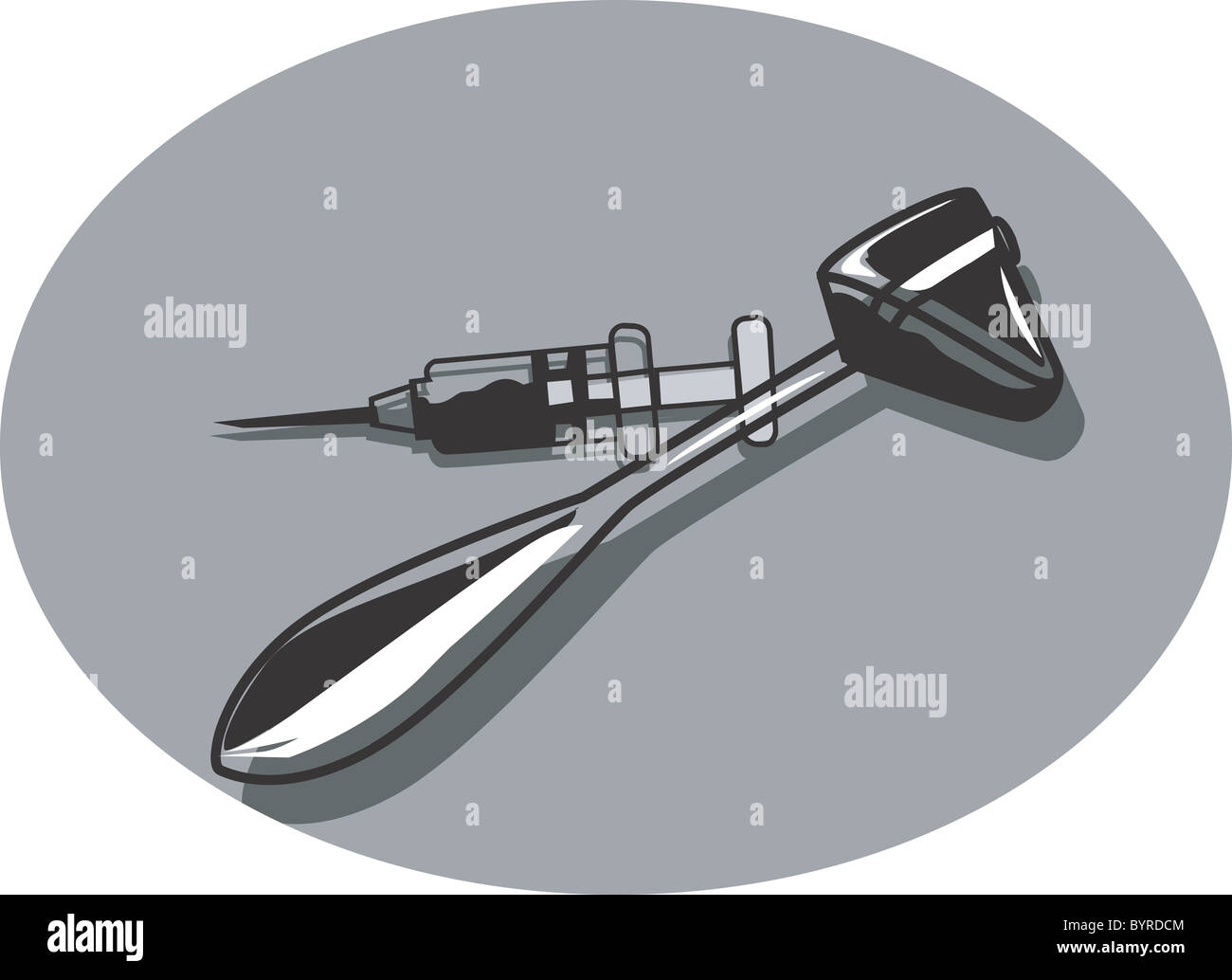 rubber hammer and syringe Stock Photo Alamy