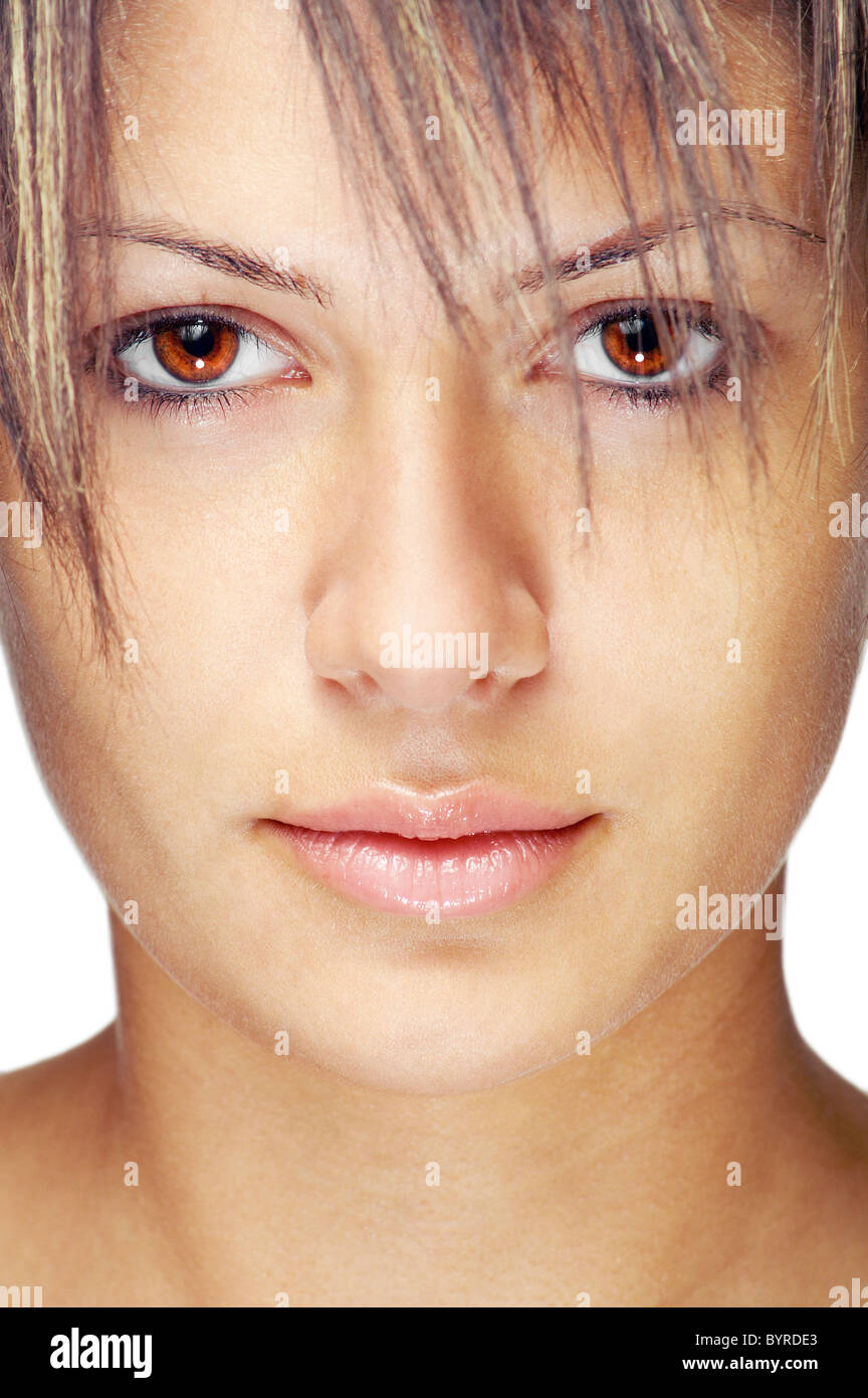 Young Caucasian Woman Hairstyle closeup vertical Stock Photo Alamy