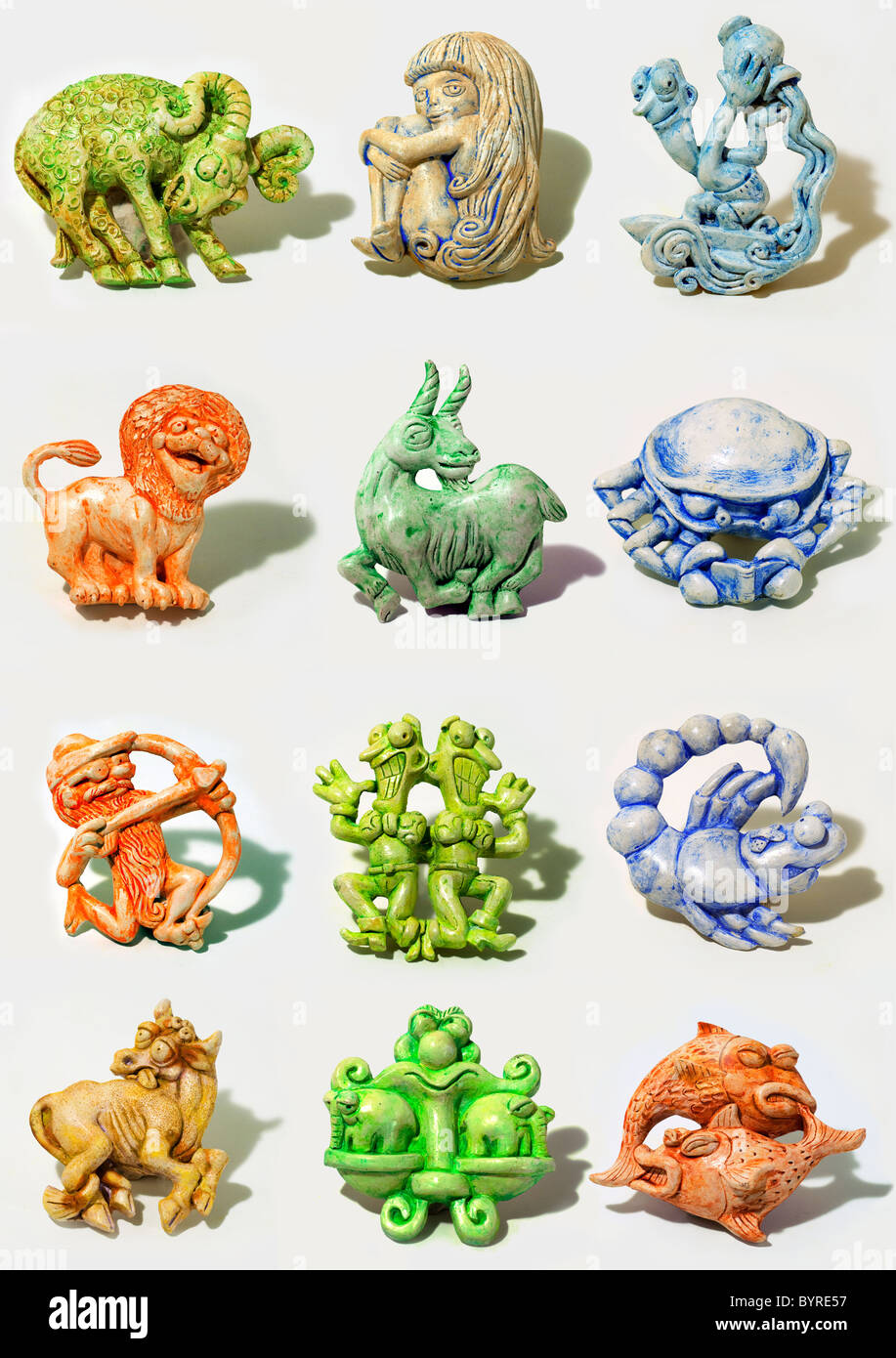 all horoscope signs sculpted in cartoon style Stock Photo