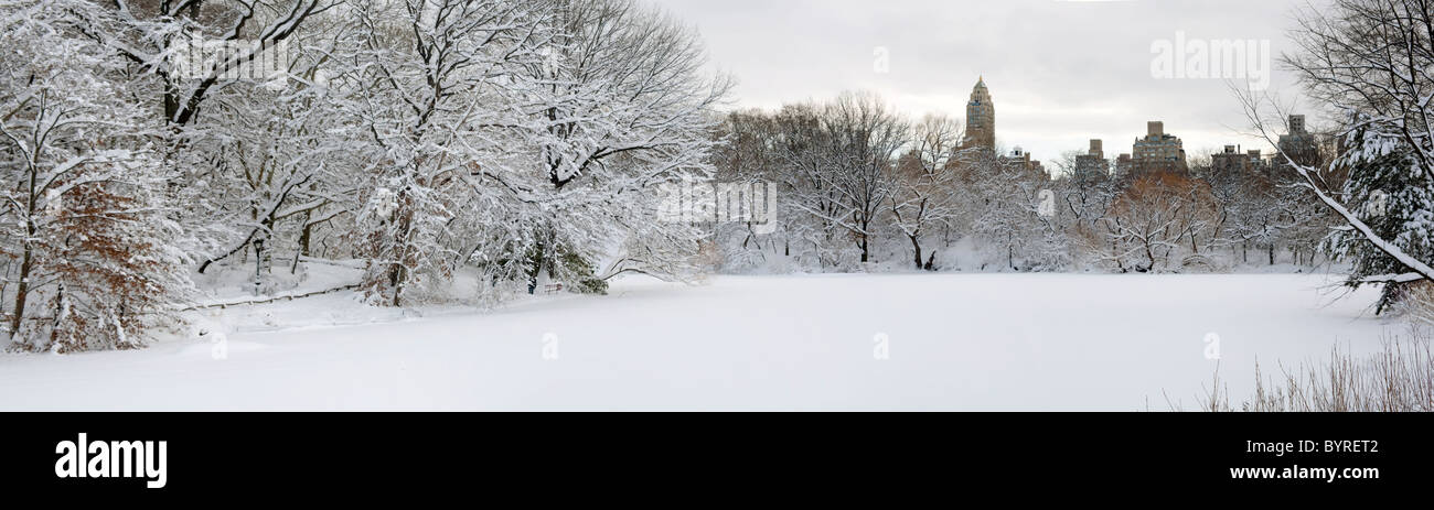 Central Park - New York City the lake after snow storm Stock Photo - Alamy