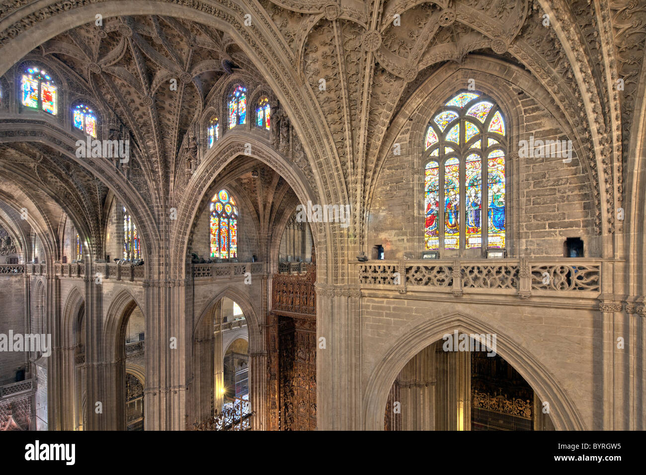 Gothic ceiling, Santa Maria de la Sede Cathedral, Seville, Spain Stock Photo