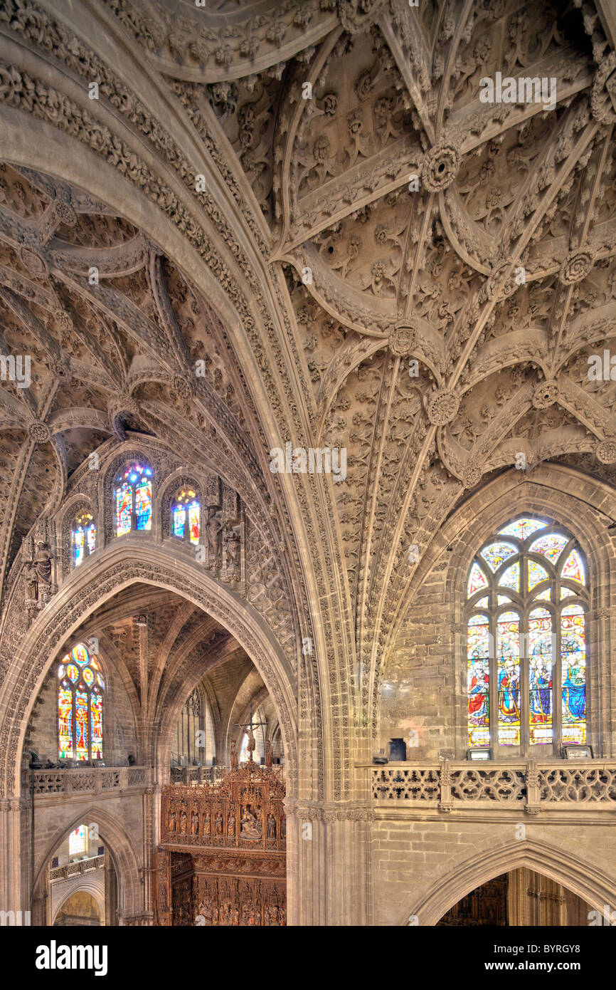 Gothic ceiling, Santa Maria de la Sede Cathedral, Seville, Spain Stock Photo