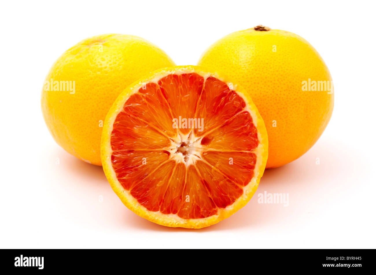 Blood oranges on a white background Stock Photo