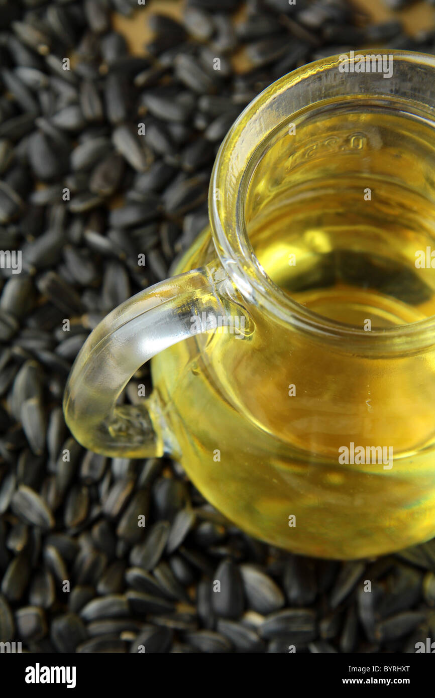 vegetable oil from sunflower seeds in a jar Stock Photo Alamy