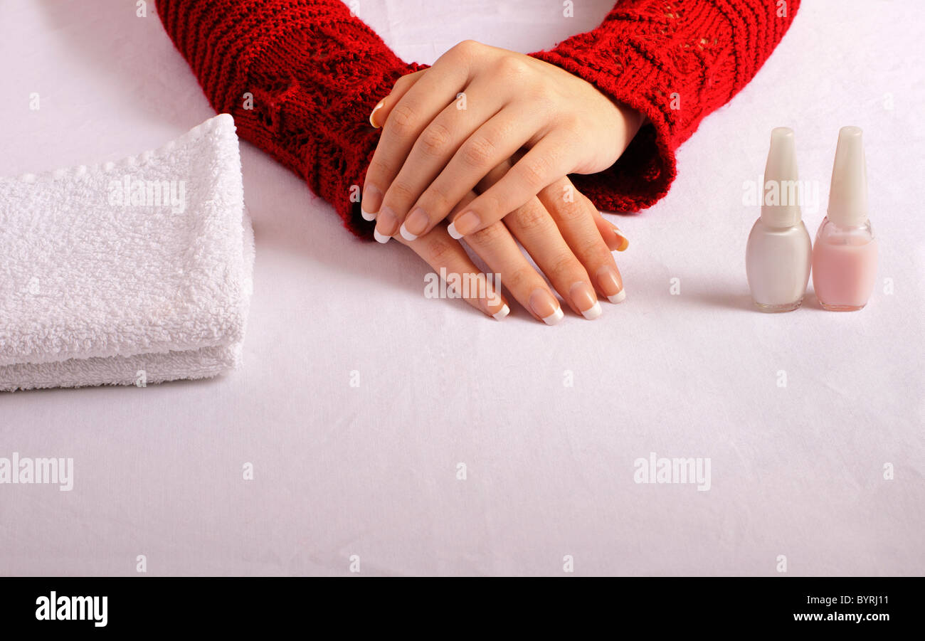 French manicure Stock Photo