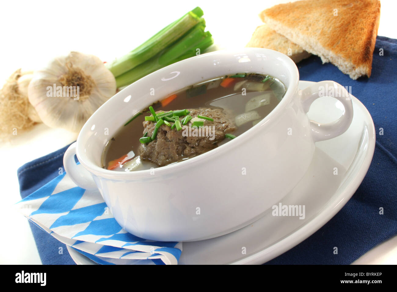 Beef broth with liver dumplings hires stock photography and images Alamy