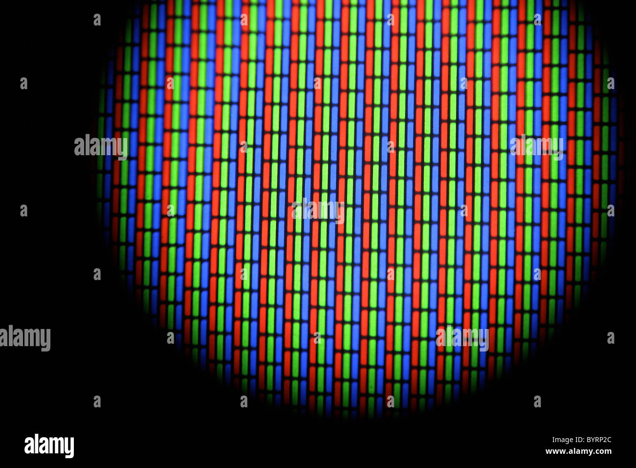Closeup of the pixels on an 80's Curtis Mathes television, magnified ...