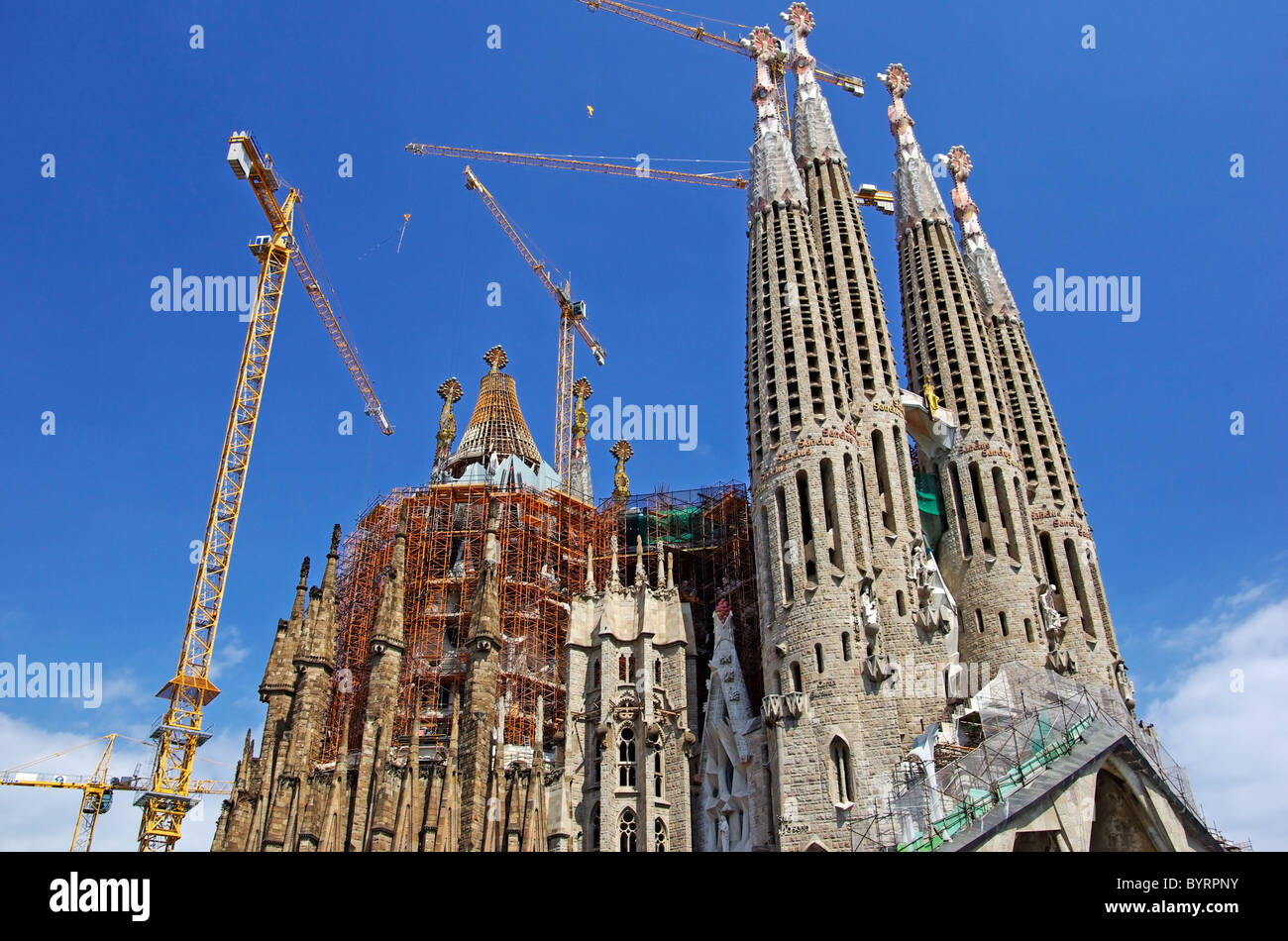 Sagrada Familia gothic temple building. Barcelona, Spain.2009. Stock Photo