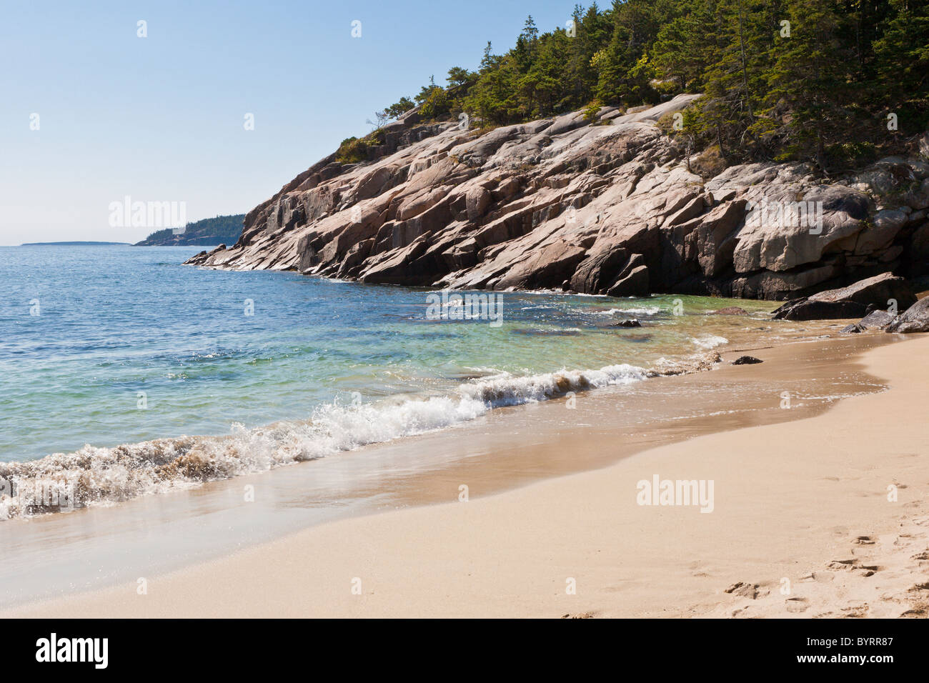 Sand Beach at Acadia National Park near Bar Harbor, Maine Stock Photo