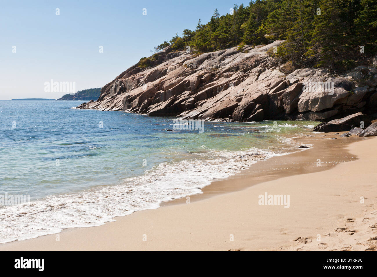 Sand Beach at Acadia National Park near Bar Harbor, Maine Stock Photo