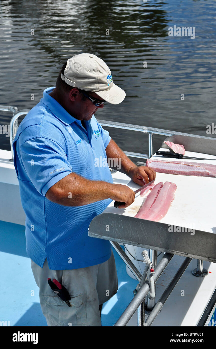 Preparing fresh fish, Tin City, Naples, Florida Stock Photo Alamy
