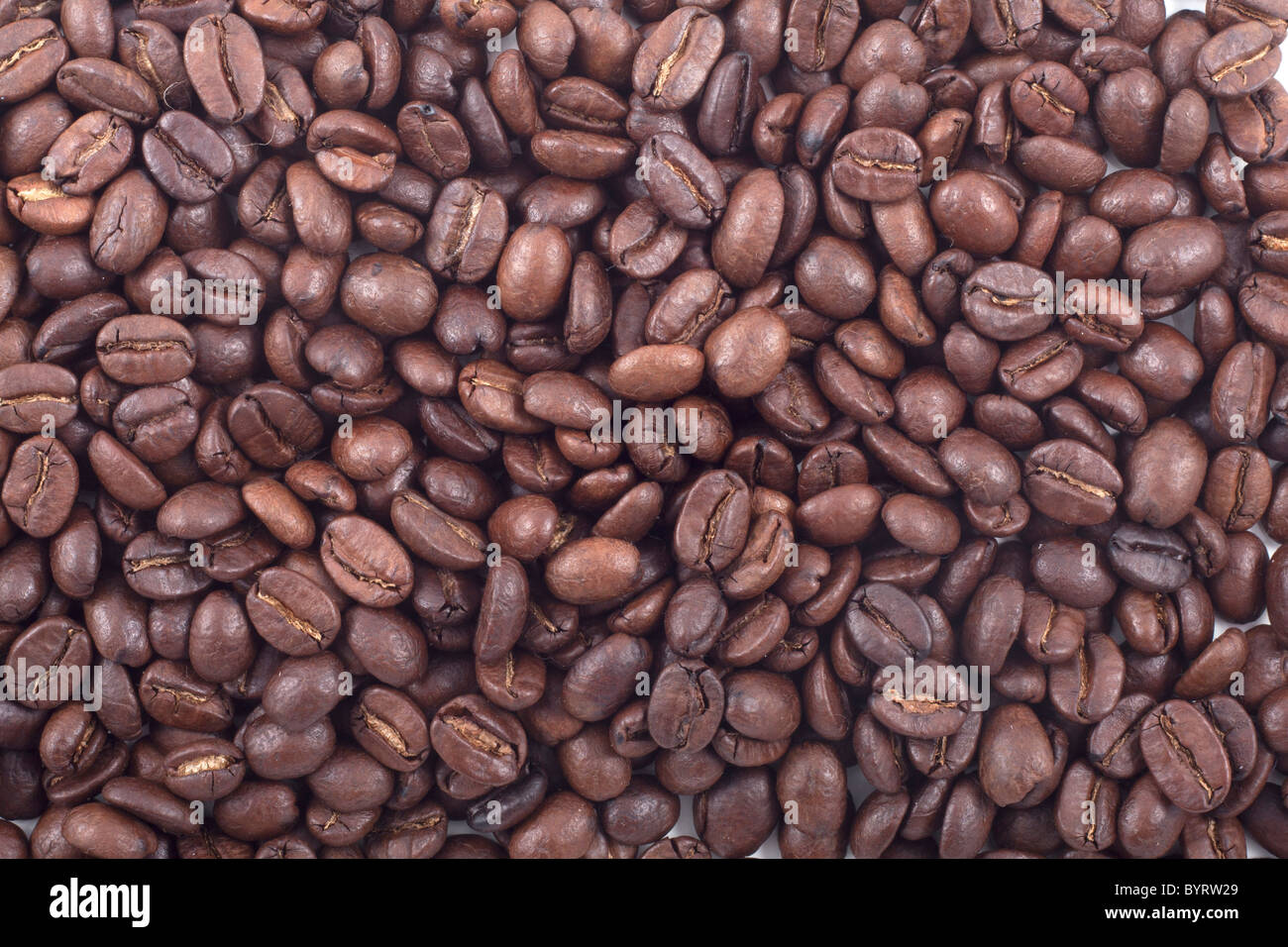 background of dark roasted coffee beans Stock Photo