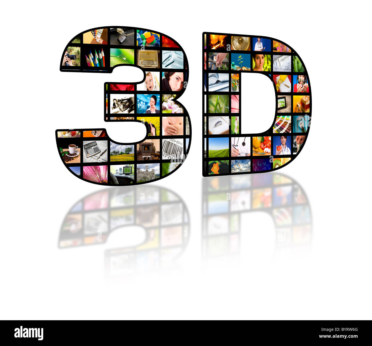 LCD TV panels. Television 3D production technology concept. Stock Photo