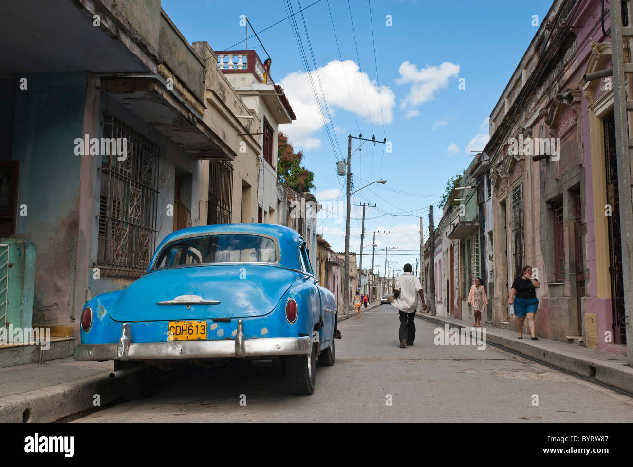 Old car on the streets of Camaguey, Cuba Stock Photo Alamy