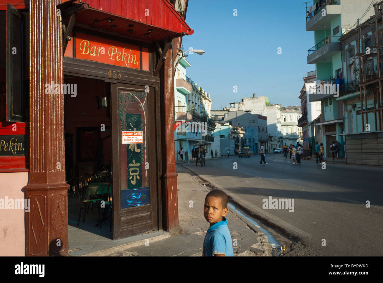 Streets of the Chinese quarter, La Habana, Cuba, Caribbean. Stock Photo