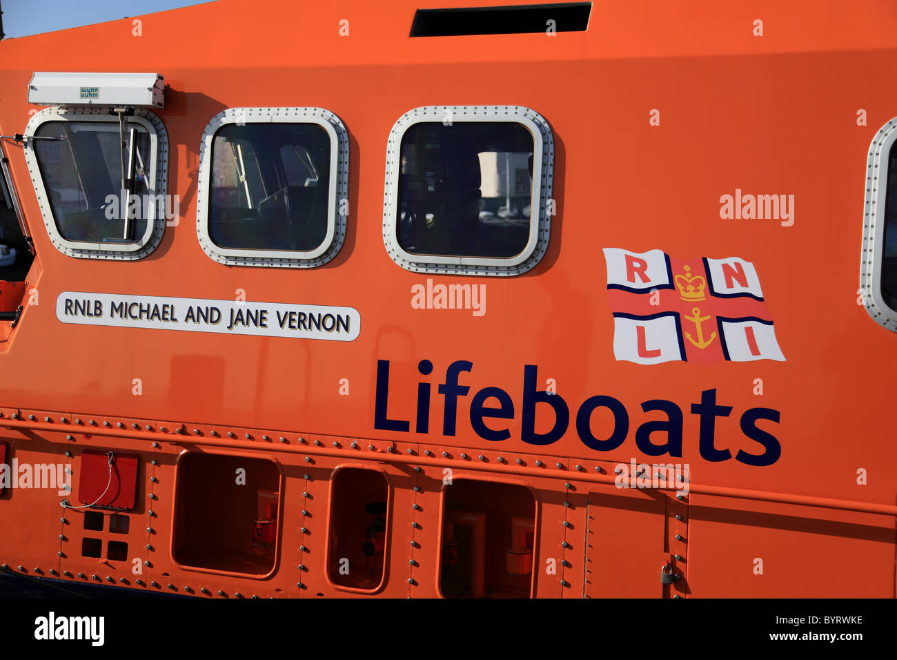 Detail of the Lerwick lifeboat RNLB “Michael and Jane Vernon” which