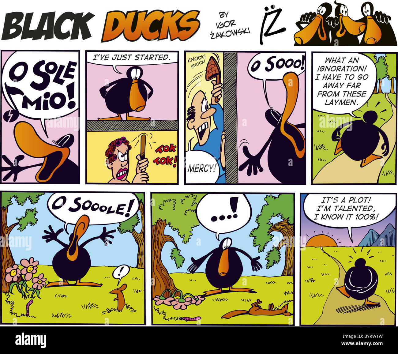 Black Ducks Comic Strip episode 12 Stock Photo